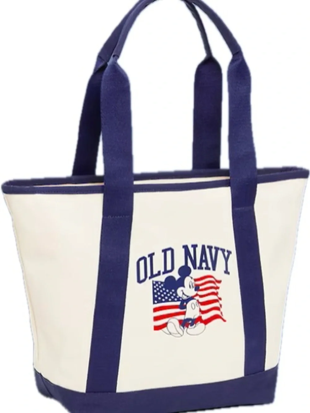 Old Navy Disney Mickey Mouse Flag Canvas Tote Bag